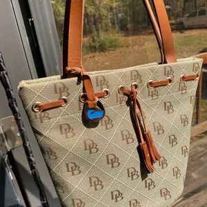 Dooney & Bourke Tan and Brown Logo Tote